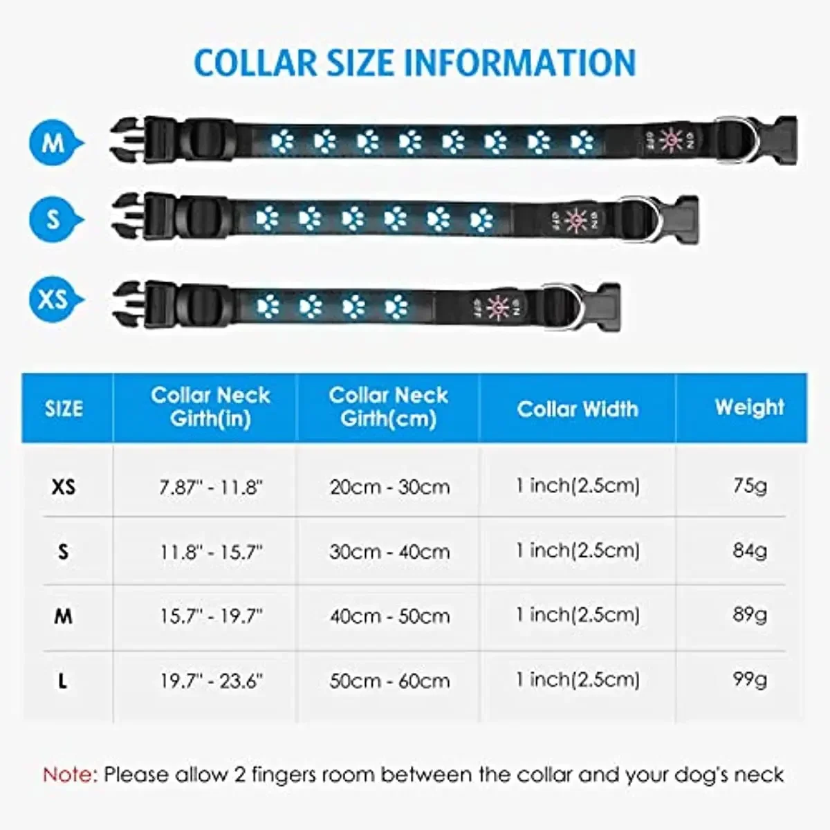 Led Dog Collar USB Chargeable Luminous Anti-Loss Pet Collar