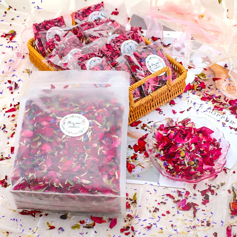 100/200G Wedding Confetti Dried Flower 100% Natural Petal Biodegradable Pop Bridal Shower Holiday Party DIY Deco Rose Paper Cone