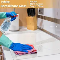 Karinear Plaque Induction 4 Feux avec Fiche, 59CM Encastrable Plaque de Cuisson, Verre Blanc, 3500W, Zones combinées, commandes à curseur, 9 niveaux de puissance, 240V 4