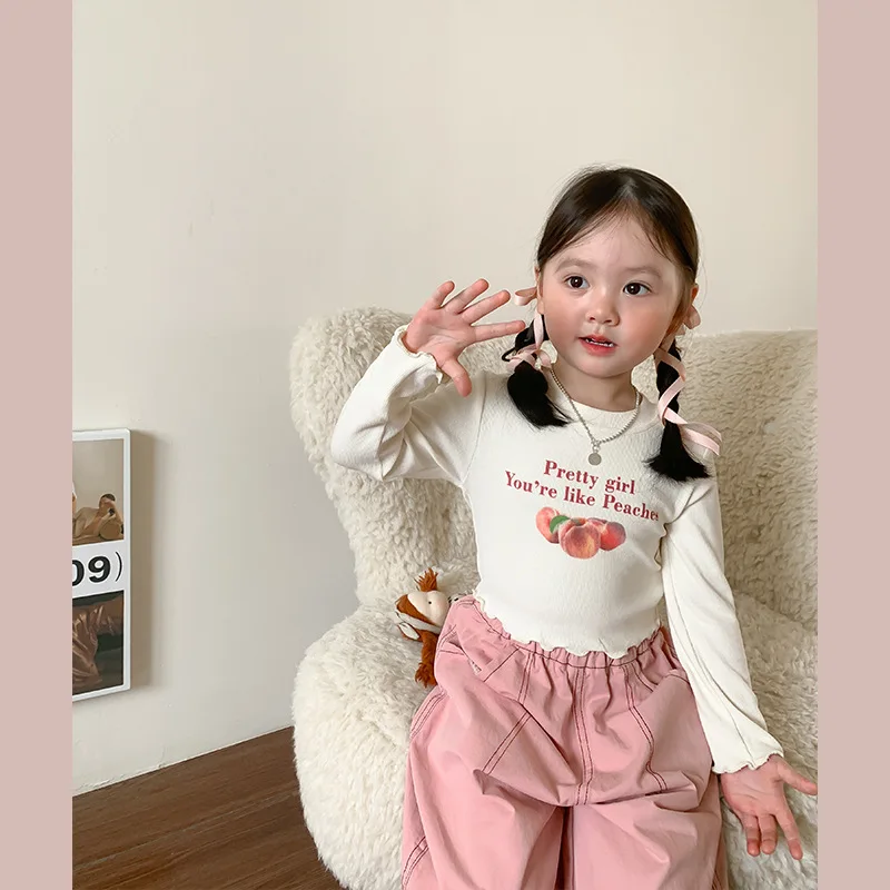 

Новинка весна-осень Модный корейский детский топ с мультяшным принтом детская одежда футболка с длинным рукавом для девочек Одежда для мальчиков