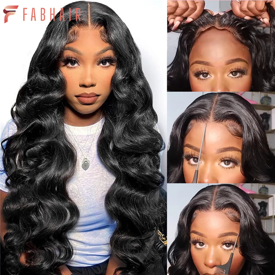 

FABHAIR 13x6 Lace Front Wigs Human Hair Pre Plucked 180 Density HD Body Wave Lace Front Wigs Glueless Human Hair Pre Plucked Wig