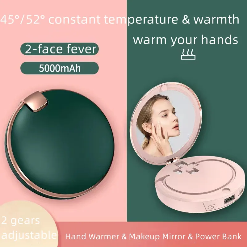 Three-in-one retro multifunctional hand warmer with makeup mirror, power bank with cable USB Electric cake 3d post it calendar three dimensional hand torn note paper engraved earth calendar gift