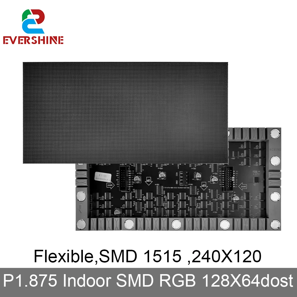 DIY 실내 LED 유연한 모듈, 프로그래밍 가능한 실내 빌보드, 3840 리프레시 디스플레이 매트릭스 패널, P1.87, 240x120mm, 128x64 픽셀