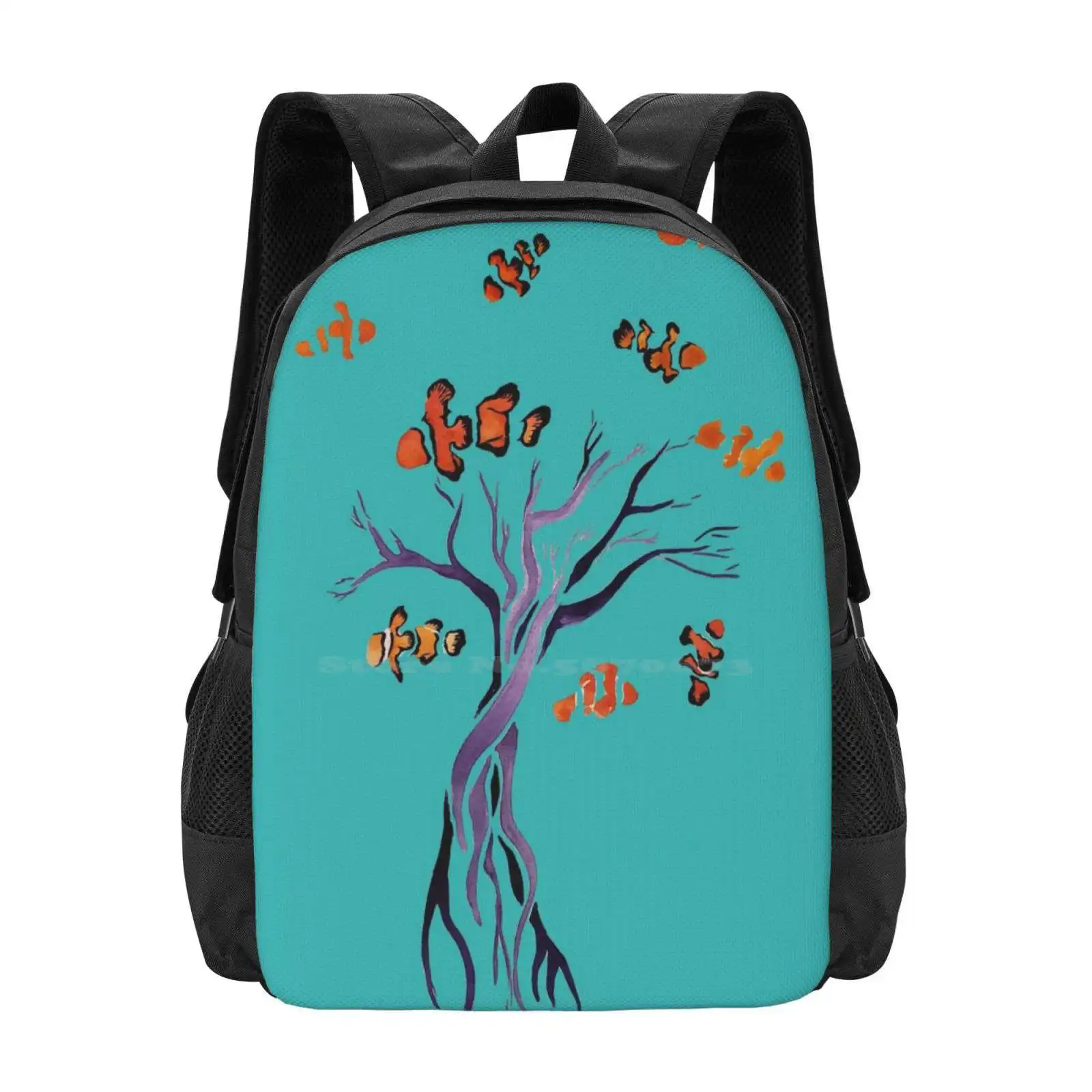 

[ Small ] Clownfish Tree Backpacks For School Teenagers Girls Travel Bags Clownfish Tree Watercolor Fantasy Dream