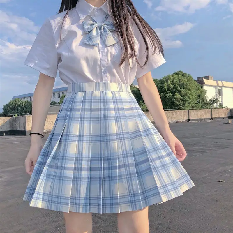 

Fashion Plaid Pleated Skirt Summer High Waist Preppy Style Bow Knot Mini Skirt Harajuku Korean School Girls Uniform Plaid Skirt