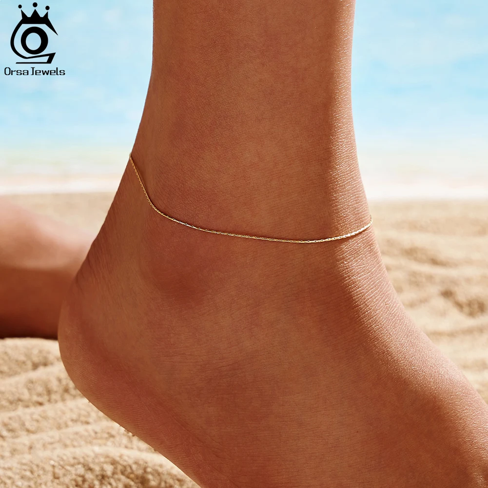 14K Yellow Gold Real Solid Ball Bead Anklet – 1.2mm Diamond Cut, No Stone, BestGoldShop