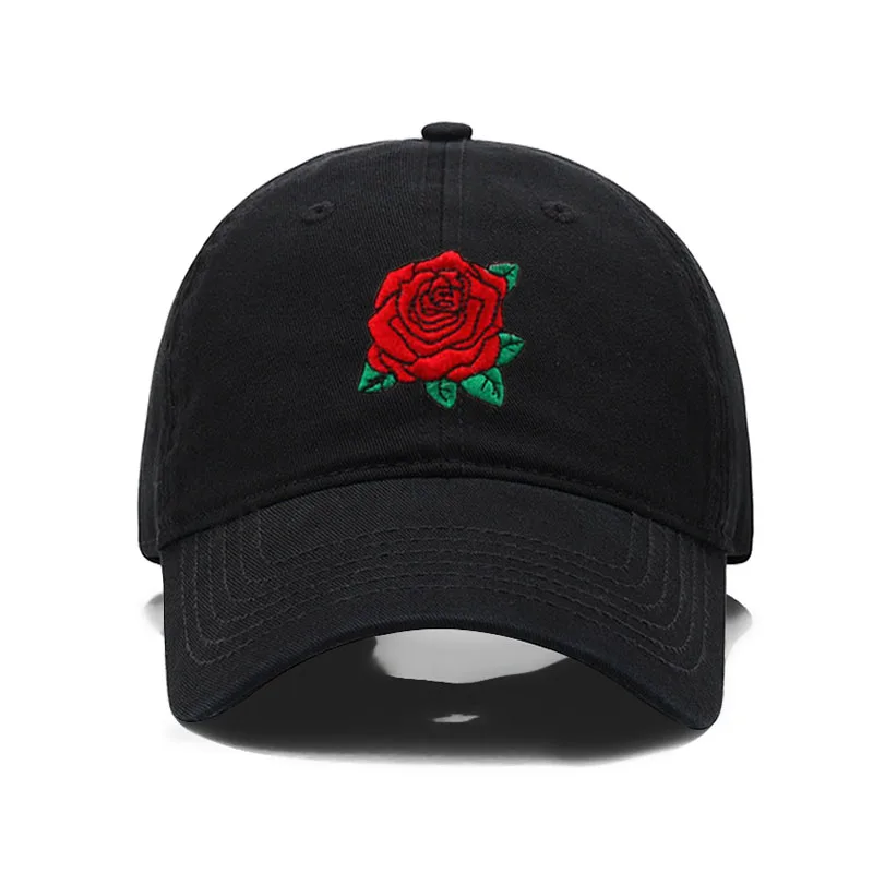 Rose Unisex Cotton Baseball Cap Women Embroidery High Quality Dad Hat