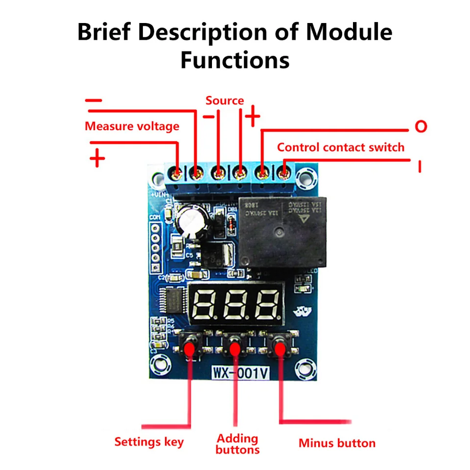 Modulo Di Disconnessione A Bassa Tensione IHaospace LVD - Controller Digitale Con Timer Per Batterie Al Litio/Piombo 6-60V DC - 4