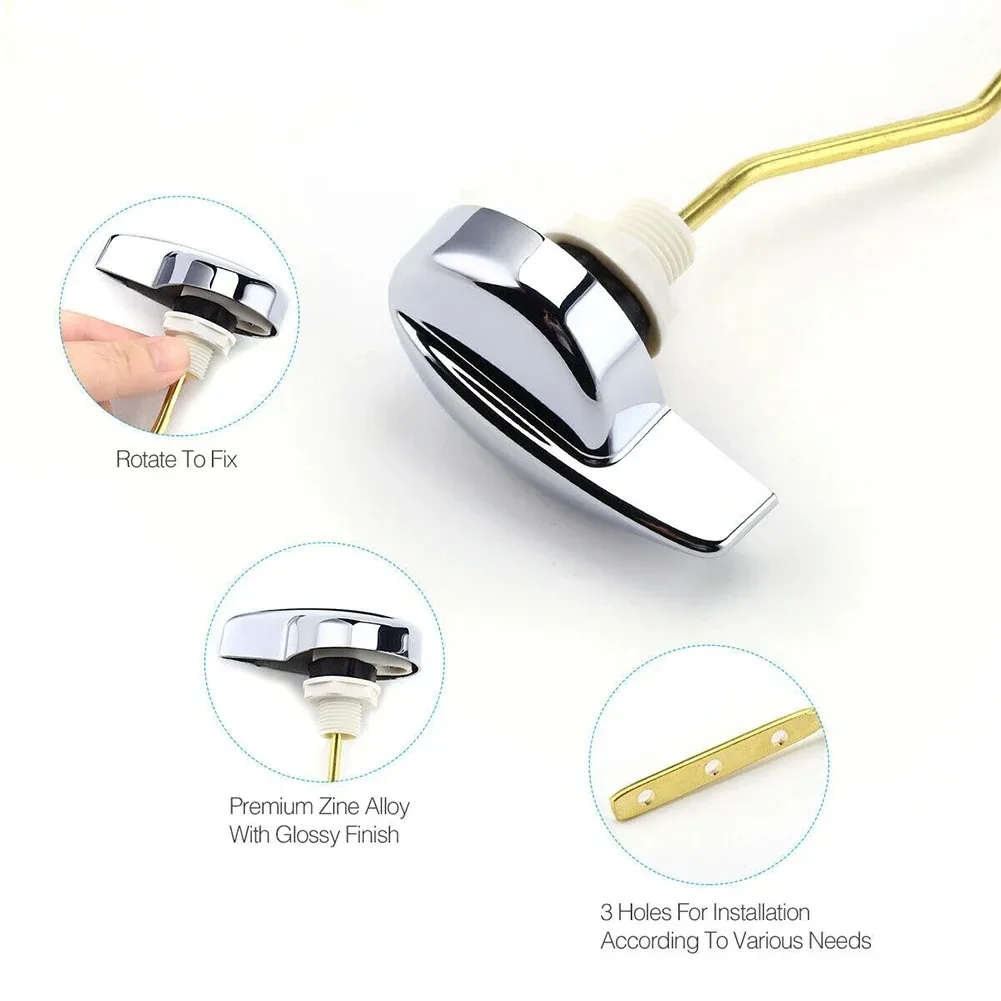 1Pc Universal Toilet Tank Flush Lever Chrome Finish Toilet Lever Handle Bathroom Accessories