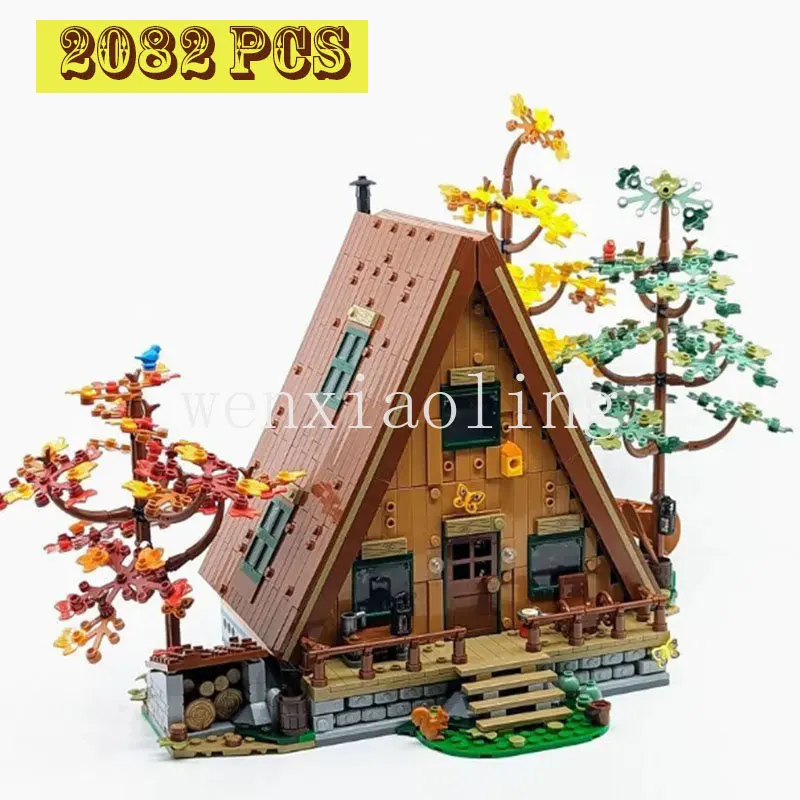 

In Stock Type A Frame Cottage 21338 Street View Architecture 2082PCS Four Seasons Forest DIY Tree House Kids Toys Building Toys