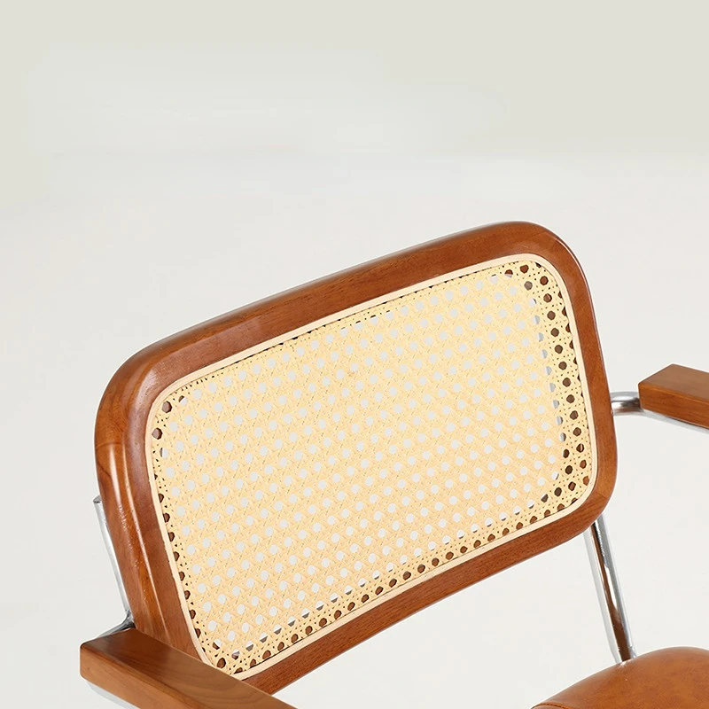 Retro rotating chair Rattan computer office chair Japanese comfortable storage study desk seat breathable armrest rattan office chair