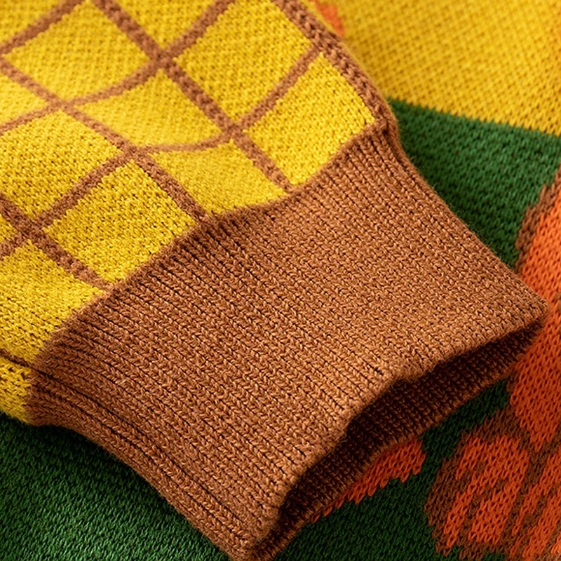 XUANMU Baby Boys Autumn Winter Pullover Sweater Kids Cartoon Lion Jacquard Round Neck Plaid Long Sleeve Knitted Sweaters Tops XB113_voghion.com