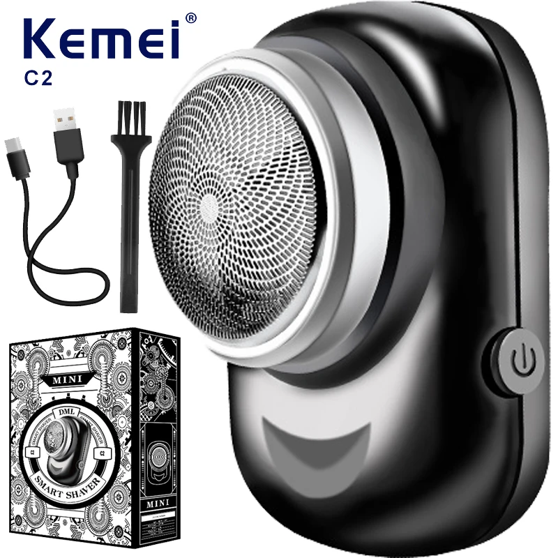 

Kemei Mini Electric Shaver Portable Powerful Razor for Men Rechargeable Lightweight Razor for Travel Office Business Trip KM-C2