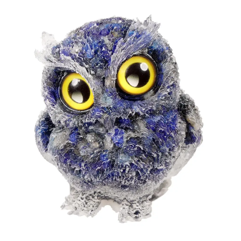 Natural Crystal Resin Owl Figurine Lovely Mini Animal Statue Healing Mineral Gravel Handmade Craft For Table Decor Home Ornament
