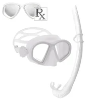 Customize Small Size Optical Scuba Diving Mask - White Prescription Diving Goggles With Silicone Diving Tube Set 1