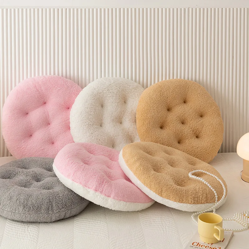 Lamb Velvet Chair Cushion Round Super Soft Ground Buttocks Futon Bedroom Bay Window Tatami Stool Cushion Thickened Decoration 2