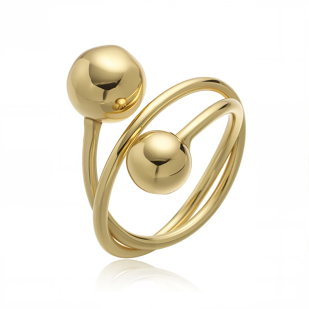 2026 Neue Mode Silber/Gold Farbige Hochglanz-Kupfer-Zirkon-Schmuckstücke Einzigartiges Design Geometrische Kugelform-Ringe für Frauen – Detail 8