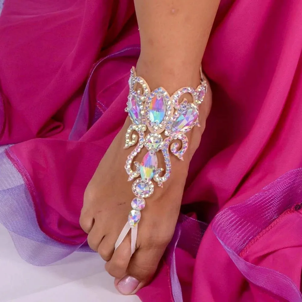 Ankle Chain Stonefans AB Color Geometric Toe Chain Hollow Women Foot Jewelry Belly Dance Crystal Anklet Bracelet Beach Barefoot Accessories silver anklet bracelet,ankle chains,cubic zirconia anklet,beads anklet,toe foot bracelet,fashion accessories