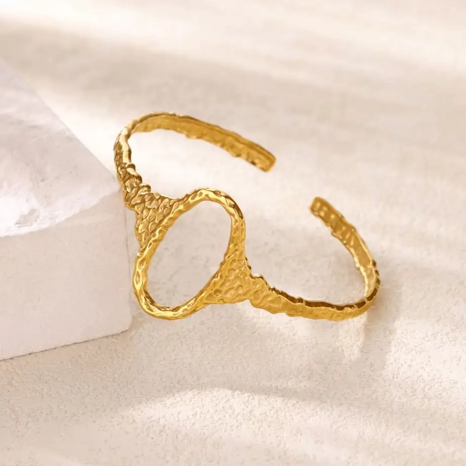 Minimalist Oval Bracelets Women Gold Stainless Steel