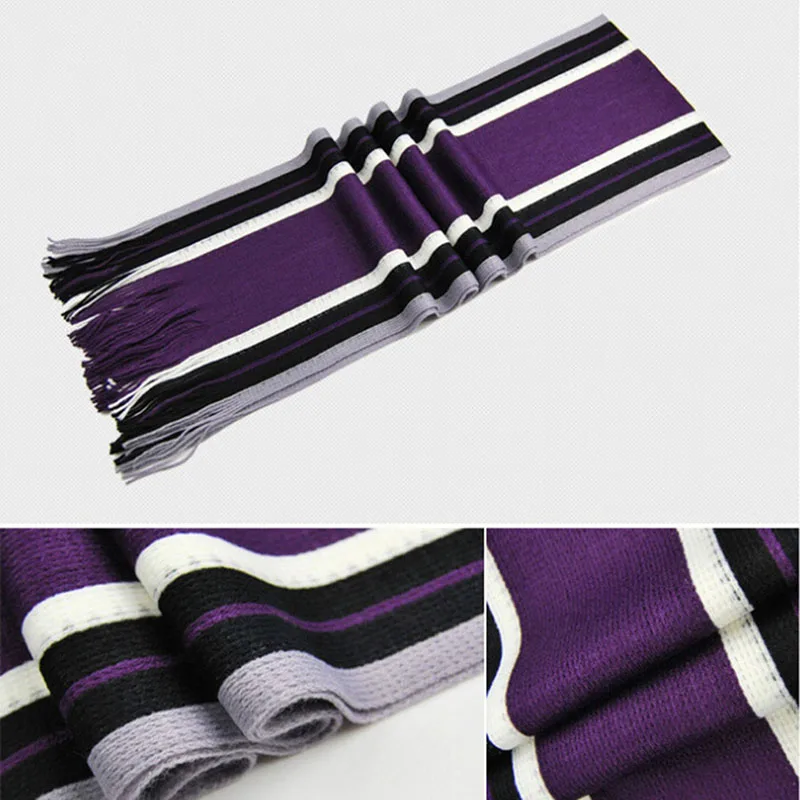 Men's Scarf Winter Classic Cashmere Warm Soft Fringe Striped Scarf Tassel Shawl Wrap - Image 2