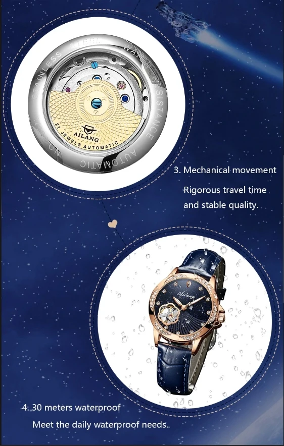 Neue Montre Femme Top Marke Luxus Mode Mechanische Uhr Gypsophila Damen Skeleton Automatische Uhr Damen – Detail 8