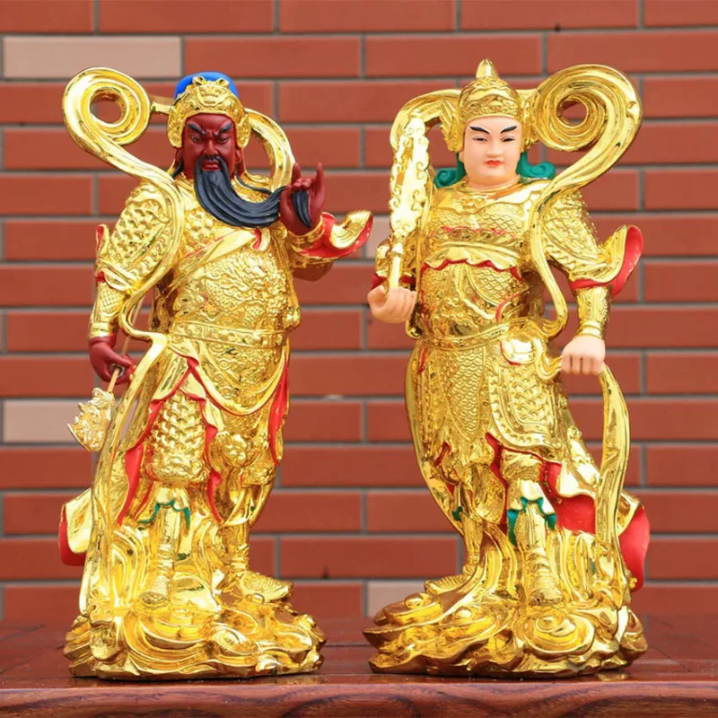 

A SET 2PCS Asia Taoism Buddhism GUAN GONG WEITUO God BUDDHA figure HOME SHOP Patron saint Exorcism safety Bring Money good luck