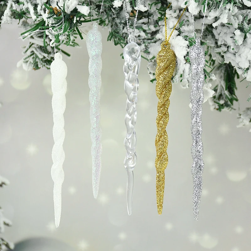 510pcsChristmasSimulationIceXmasHangingOrnamentFakeIciclePropChristmasTreePendant
