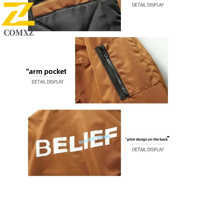 Men Vintage Bomber Jacket Embroidered Baseball Coat American Military Style Waterproof Windproof Loose Fit Spring Fall Outerwear