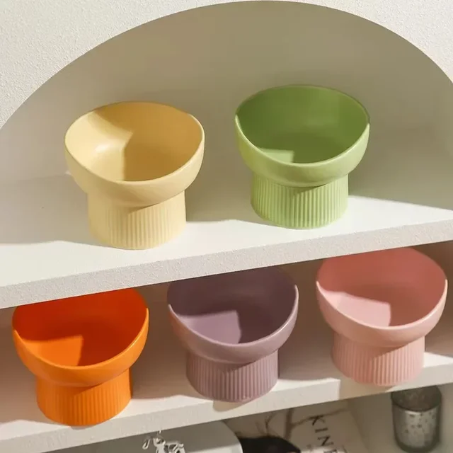 Cat Nordic Style Food Water Bowl Pet Animal Ceramic Eating Dishes High Foot Raised Puppy Cats Matte Bowls Elevated Dog Bowls 2