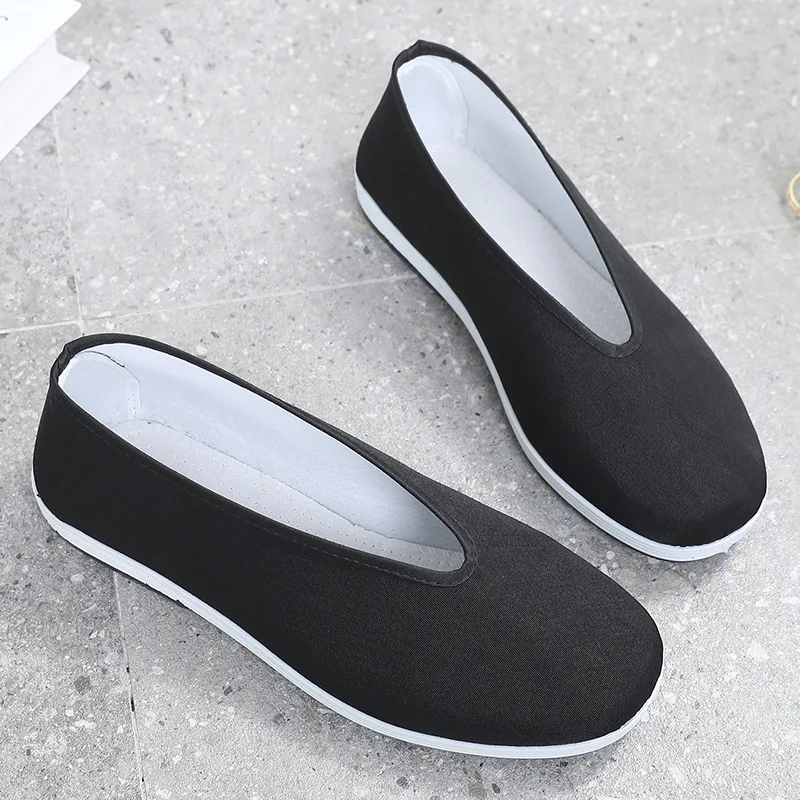 Top Quality Black Cotton Shoes Vintage Chinese Kung Fu shoes Wing Chun Tai Chi Slipper Martial Art Pure Cotton Shoes 4