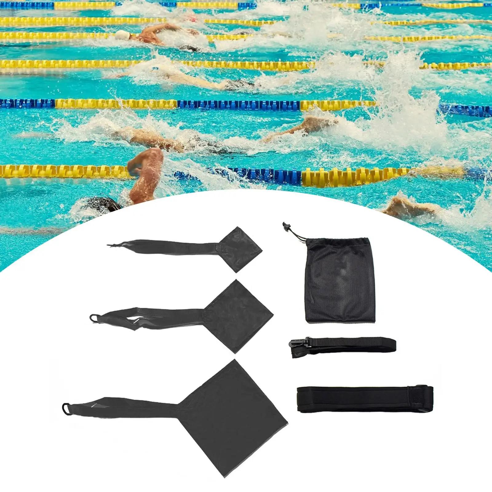 Swimming Parachute Resistance Set,Swim Parachute Resistance Training Equipment Swim Belts Strength Training for Pool Agility