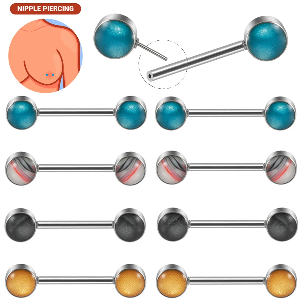 

1Pair Nipple Piercing Stainless Steel Nipple Rings Nipple Barbell Piercing for Women Girls 14G Body Piercing Jewelry