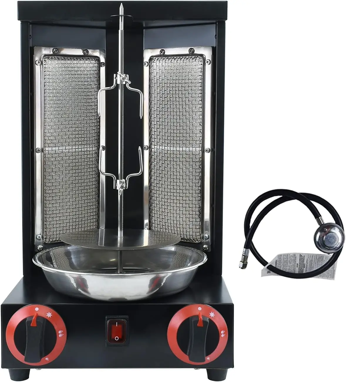 Shawarma Machine Countertop Rotisserie Grill Kebab Vertical Rotisserie Propane Turkish Chicken Doner Kebab Broiler wih 2 Burners 2