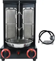 Shawarma Machine Countertop Rotisserie Grill Kebab Vertical Rotisserie Propane Turkish Chicken Doner Kebab Broiler wih 2 Burners 2