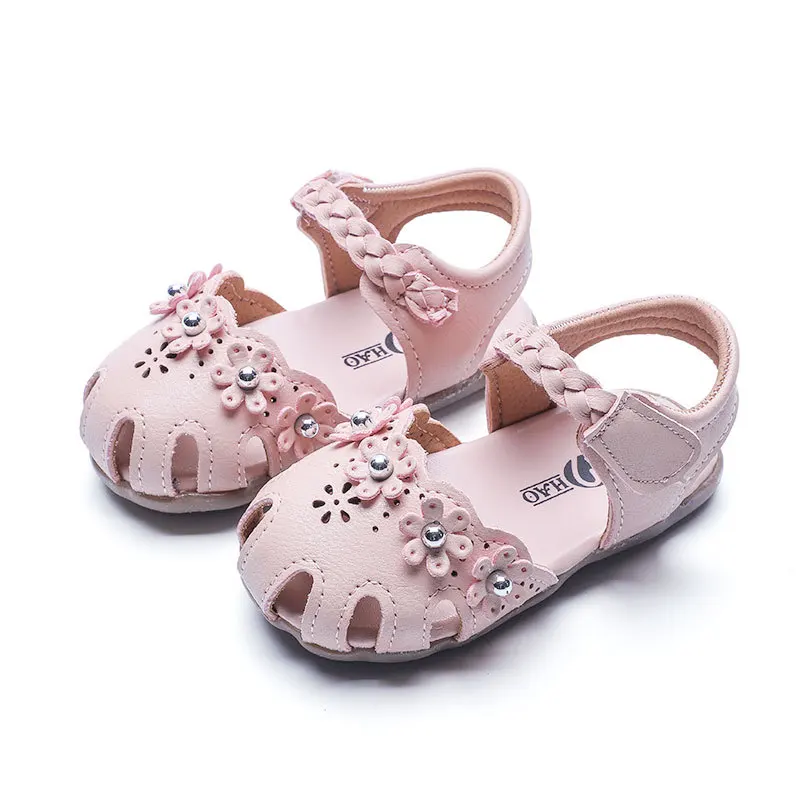 2022  Newest Summer Kids Shoes Sweet Children Sandals for Girls Toddler Baby Breathable Hoolow Out Flower Korean Girls Sandals