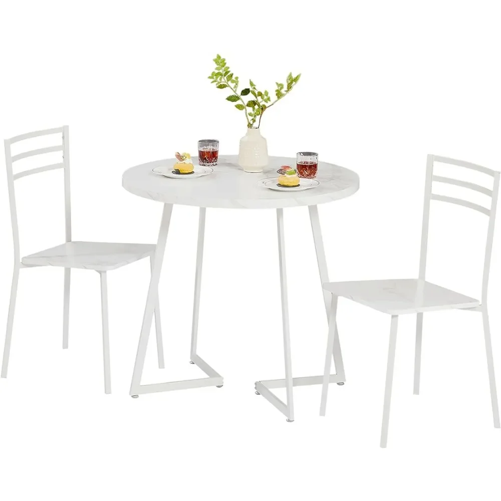

Small Dining Table Set for 2 Breakfast Nook Living Room Furniture Wood Marbled Tabletop With Strong Metal Frame Freight free
