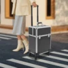 Professional Makeup Case,Aluminum Cosmetic Case Rolling Makeup Trolley Case for Travel Makeup Nail Art Hair Styling 3