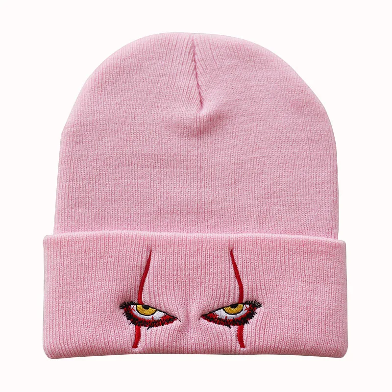 Knitted Beanie Hat 6 Styles Unisex Winter Soft Outdoor Solid Color Pennywise scary eyes for Kids Casual Outside Halloween