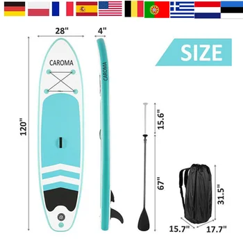 Aufblasbare Stand Up Paddle Boards, 120x28x4 zoll SUP mit Zubehör Rucksack Anti-Slip Deck, Leine, paddel und Hand Pumpe, Pad 1