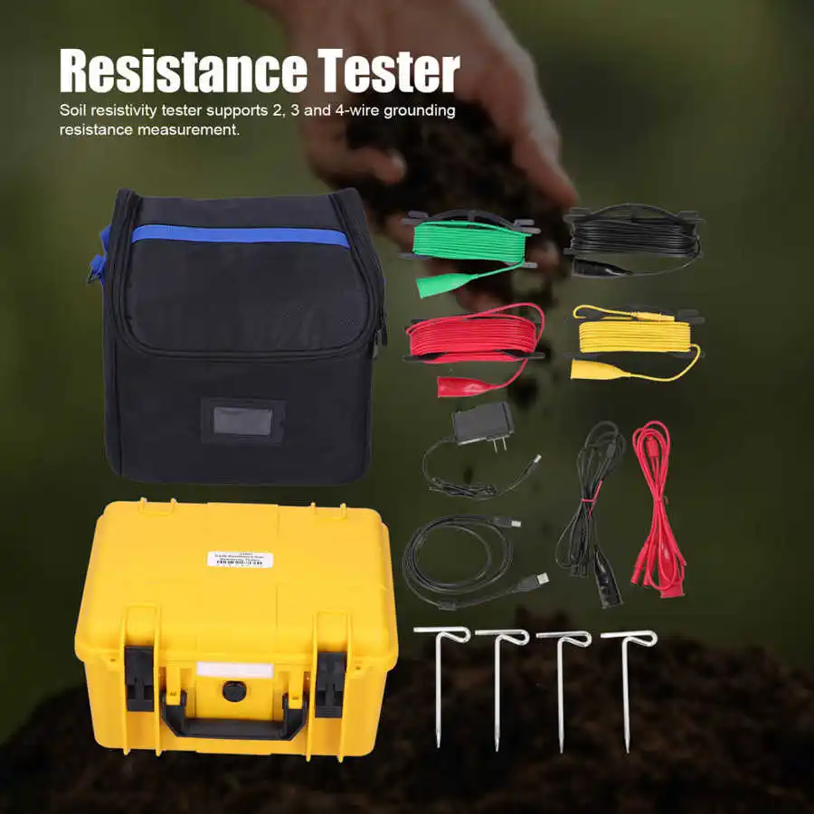 

ETCR3100C Earth Resistance Meter 30kΩ Soil Resistivity Tester 9000kΩm 2/3/ 4 wire IP65 Protection Grounding Voltage AC 600V