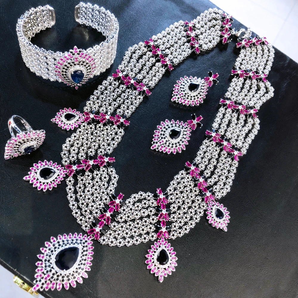 

Missvikki Luxury Gorgeous Necklace Bangle Earrings Ring Jewelry Sets 4PCS Women Wedding Jewelry Fashion Noble Lady Best Gift