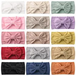 1Pcs Newborn Baby Headband For Girls Elastic Knit Children Turban Baby Bows Soft Nylon Kids Headwear Hair Accessories 15 Colors