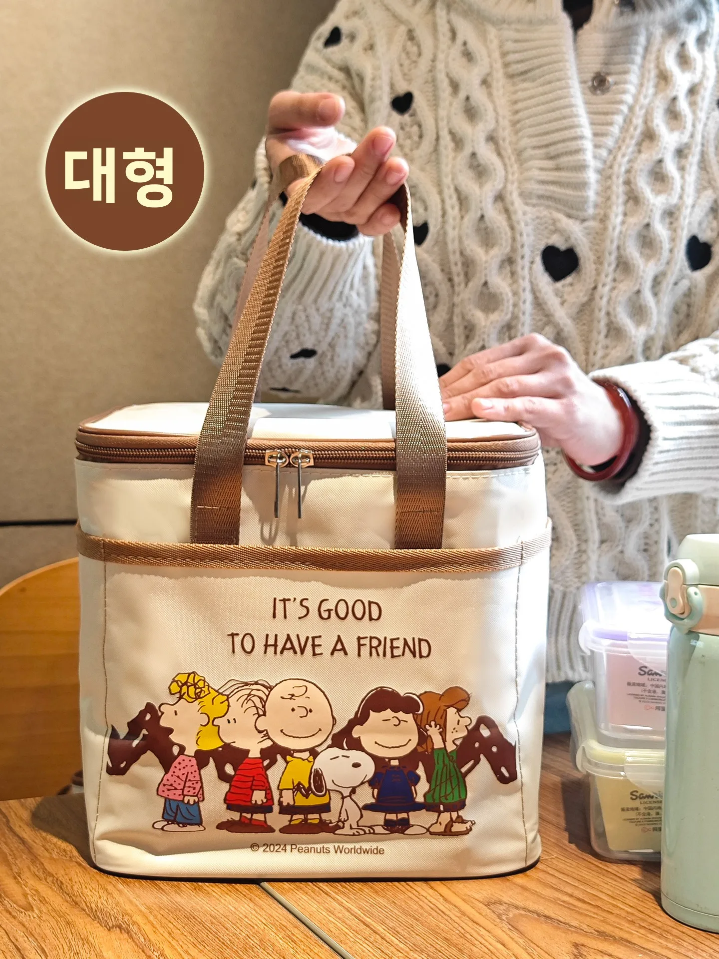 스누피 방수 옥스포드 천 알루미늄 호일 휴대용 점심 가방 절연 도시락 가방 학..