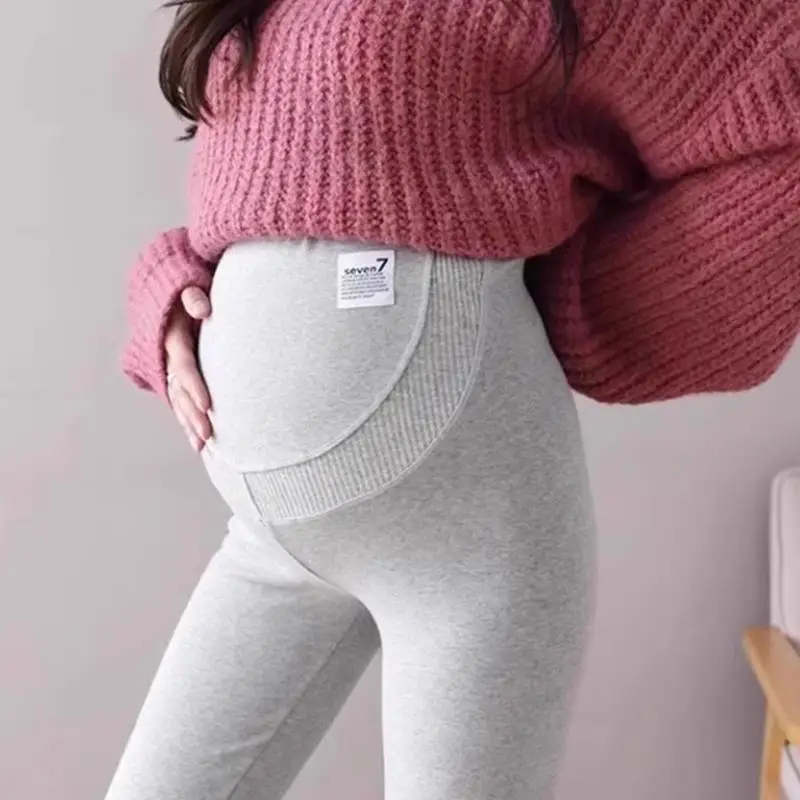 090A Winter Ready Cotton Pregnancy Leggings With Elastic Waistband Full Abdomen Coverage Comfort Maternity Leggings