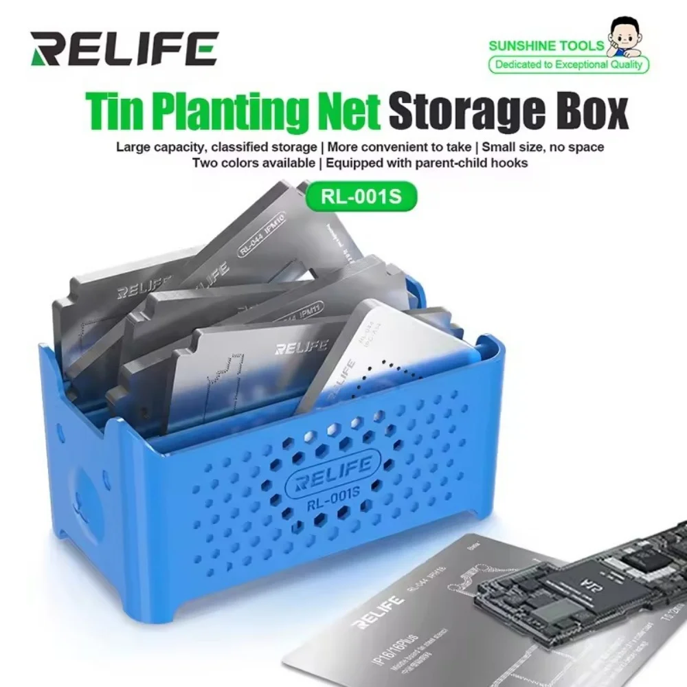 RELIFE RL-001S Tin-Planting Net Storage Box Multifunctional Storag Rack for Macbook BGA Reballing Stencil Classified Storage