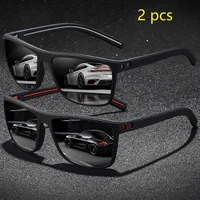 2 paires de lunettes de soleil vintage à motif à carreaux pour hommes et femmes, idéales pour la pêche et la conduite, design carré tendance de marque 5