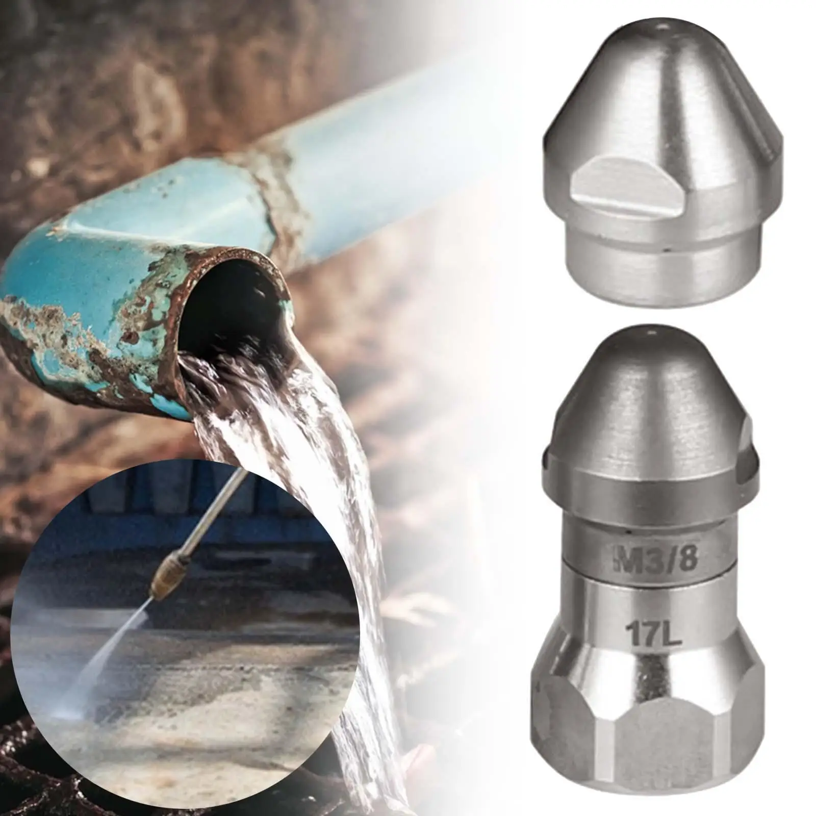 

Sewer Nozzle Spray Head Pressure Washer Sewer Nozzle Flusher Pipe Nozzles for Patio