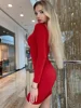 Long Sleeve Slim Bodycon Mini Dress Women Turtleneck Pleated Party Ruched Short Evening Club Outfit 4