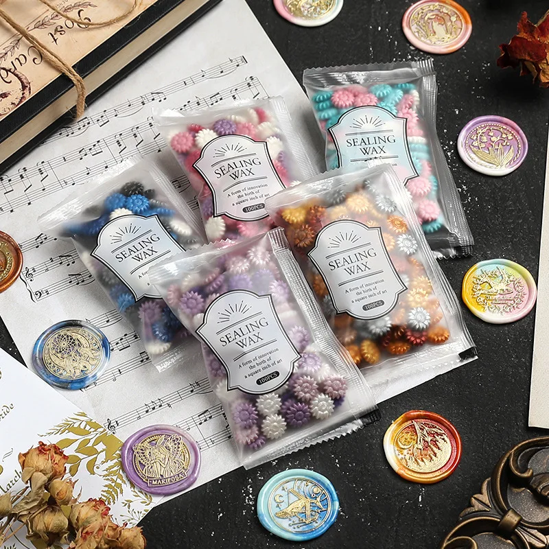 실링왁스 왁스 도장 스틱 골동품 씰링 왁스 스틱, 심지 DIY 스크랩북 재료, 결혼식 파티 초대장 카드 선물 장식, 5 개 11 해바라기 왁스 스탬프 씰 비즈, 웨딩 씰링 왁스 제거 템플릿, 씰링 스탬프 재료 HCL005, 100pc