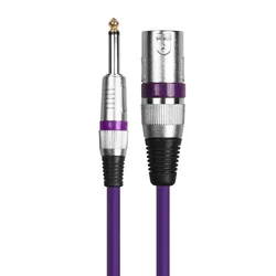 Premium Audio Cable - Male 6.35mm to XLR for Microphones and Amplifiers (Purple-TS-XLR Male)